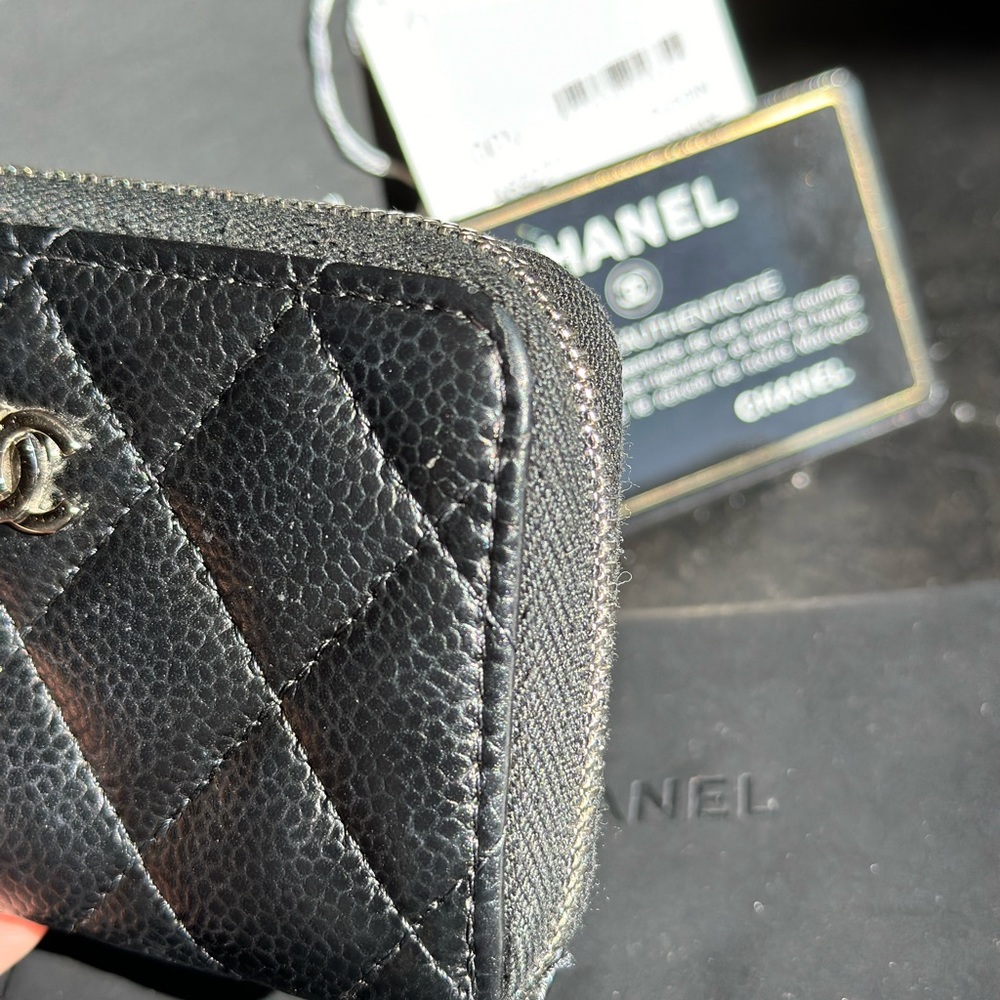 Authentic Chanel Zippy Coin Purse Wallet Caviar SHW Zipped Card Holder Wallet CC - Picture 6 of 11